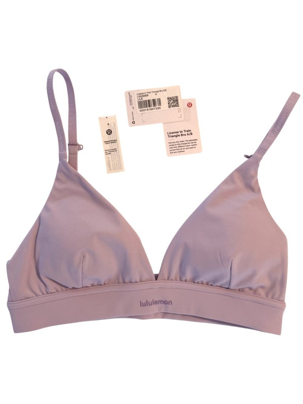 lululemon License to Train Triangle Bra Lilac Ether Light Support Size 4